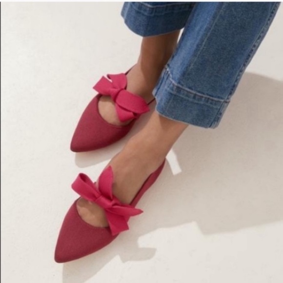 Rothy's Red Flats with Bow Detail - Picture 2 of 9